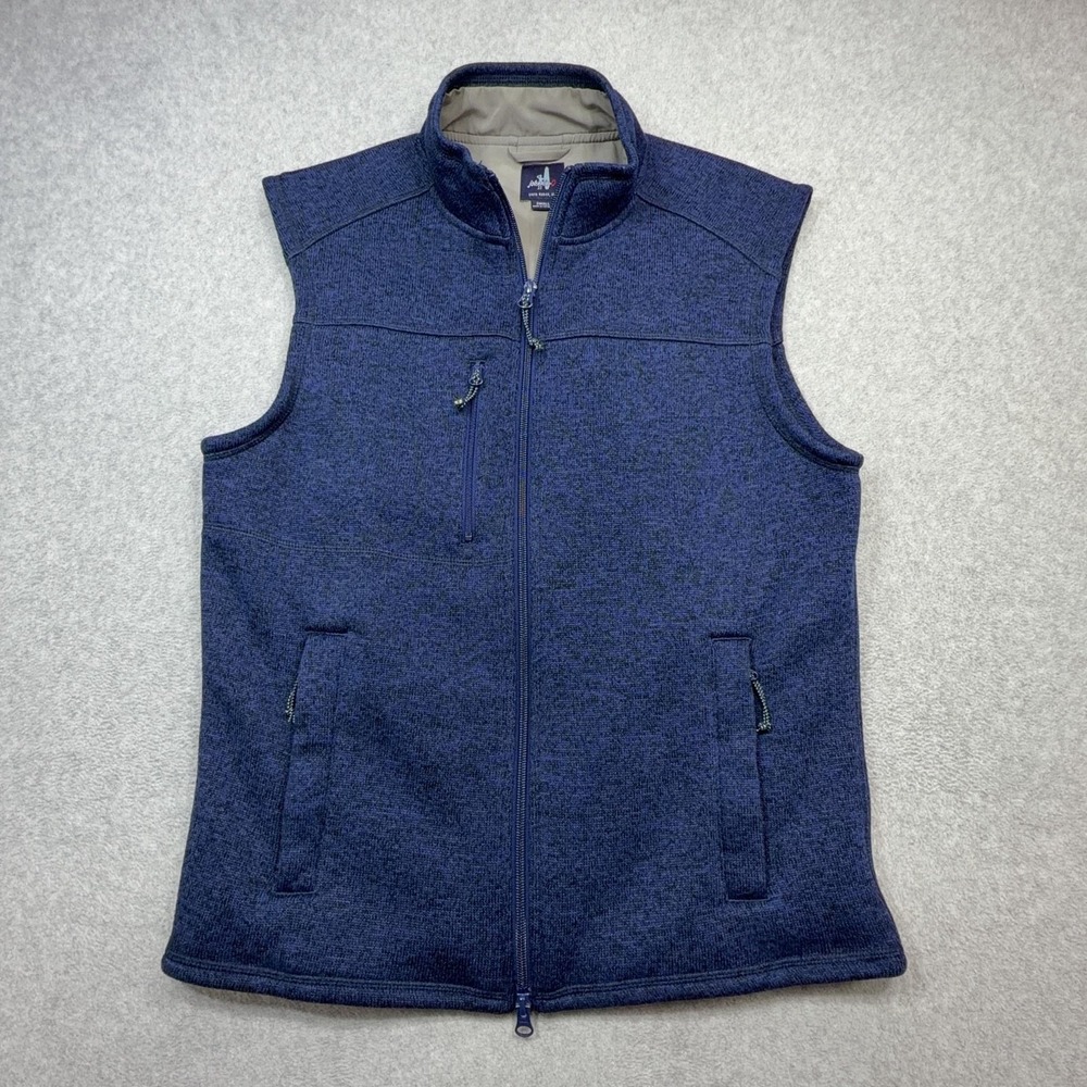 Johnnie-O Wes Vest Mens Small Blue Sweater Fleece Full Zip Lined Outdoor Logo